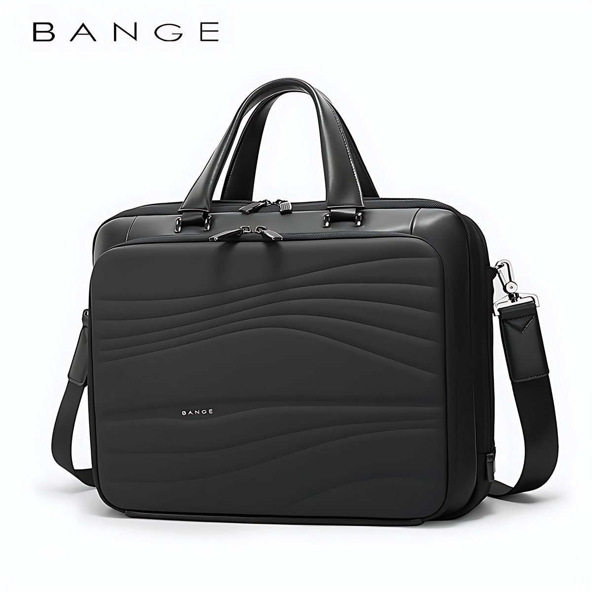 CarryQuest® - BANGE Laptoptas 15.6 inch – Laptop Aktetas - Laptopvak, Organizer, Schouderband - Trolleyband – Zakelijke Werktas - Dames - Heren – Waterafstotend - Zwart