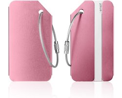 Aluminium Bagagetags Set van 2 Stuks, ID Tags voor Koffers en Handbagage, Reisaccessoires in Roze voor Gepersonaliseerde Identificatie