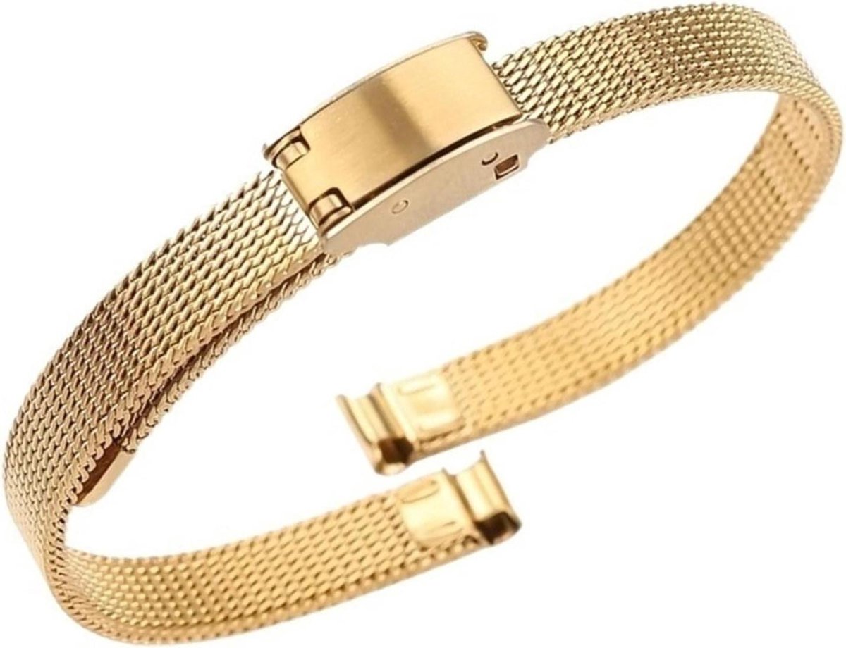 Metalen Horlogeband - Mesh Band - Horloge Vervangen - Gevlochten Roestvrij Staal - 6-12 mm - Roségoud
