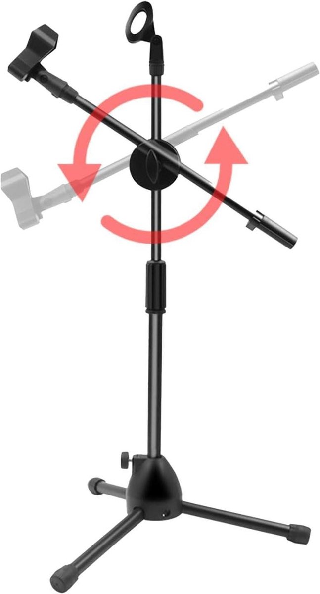 Microfoonstandaard - Verstelbare arm - Zang en optredens - Stabiel statiefontwerp - 47-80 cm hoogte - Zwart