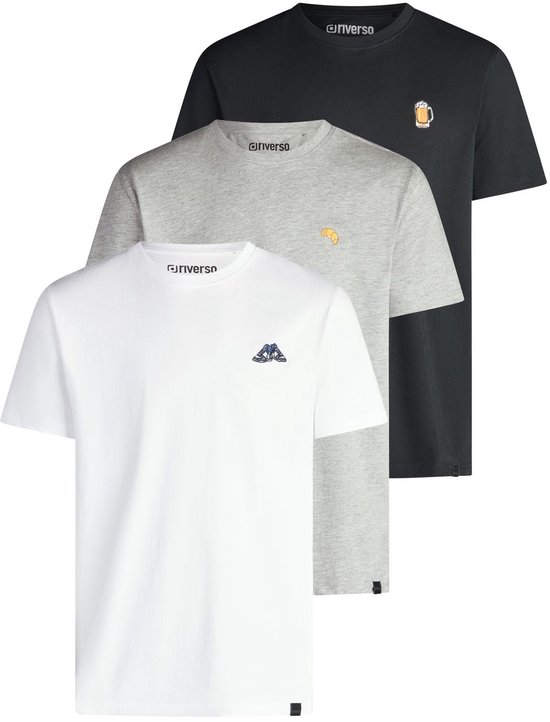 riverso Heren T-Shirt RIVJay 3 Pack regular fit Veelkleurig 4XL Ronde Hals Volwassenen gemaakt van 100% katoen