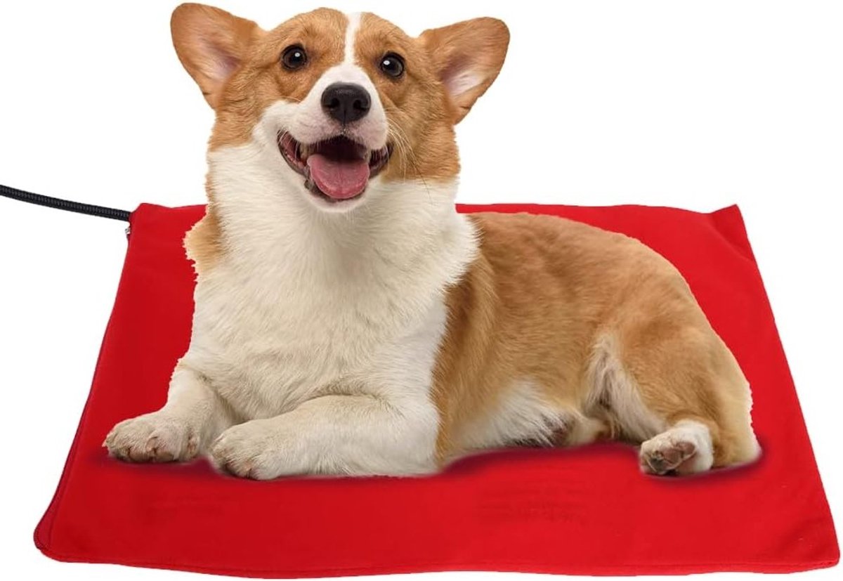 Verwarmingsmatras Huisdieren - Elektrische warmer - Comfort voor dieren - Instelbare temperatuur - 40 x 30 cm - Rood