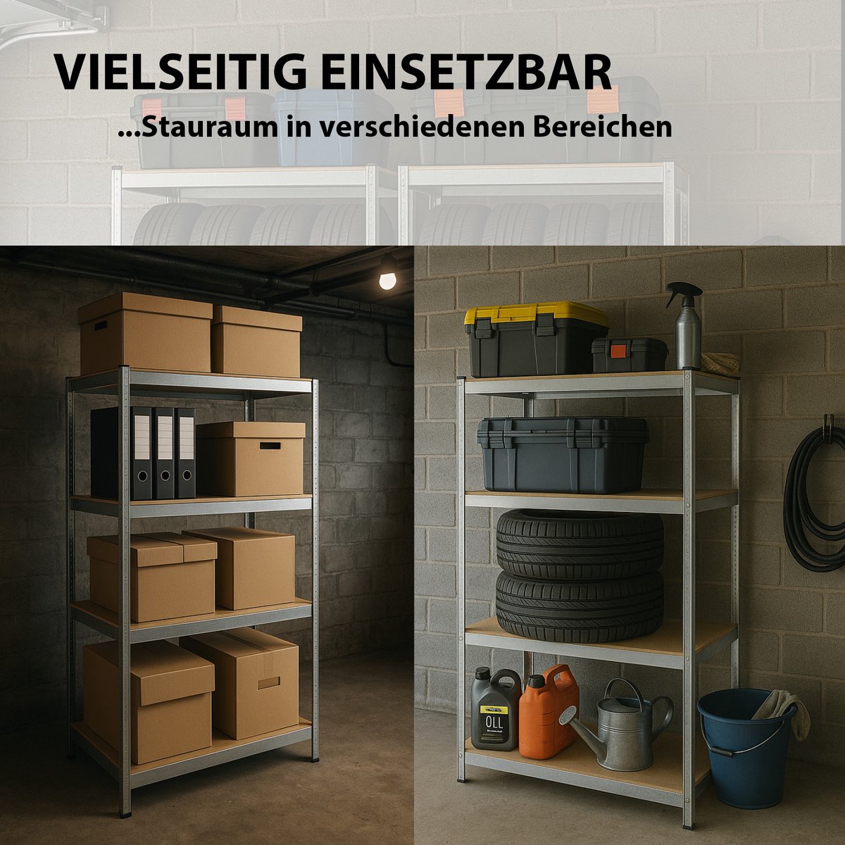 TRUTZHOLM - XXL Opbergrek 180x120x60 cm - 875 kg - 5 Legborden - Insteekbare Stelling - Kelderrek - Garagerek - Extra Breed