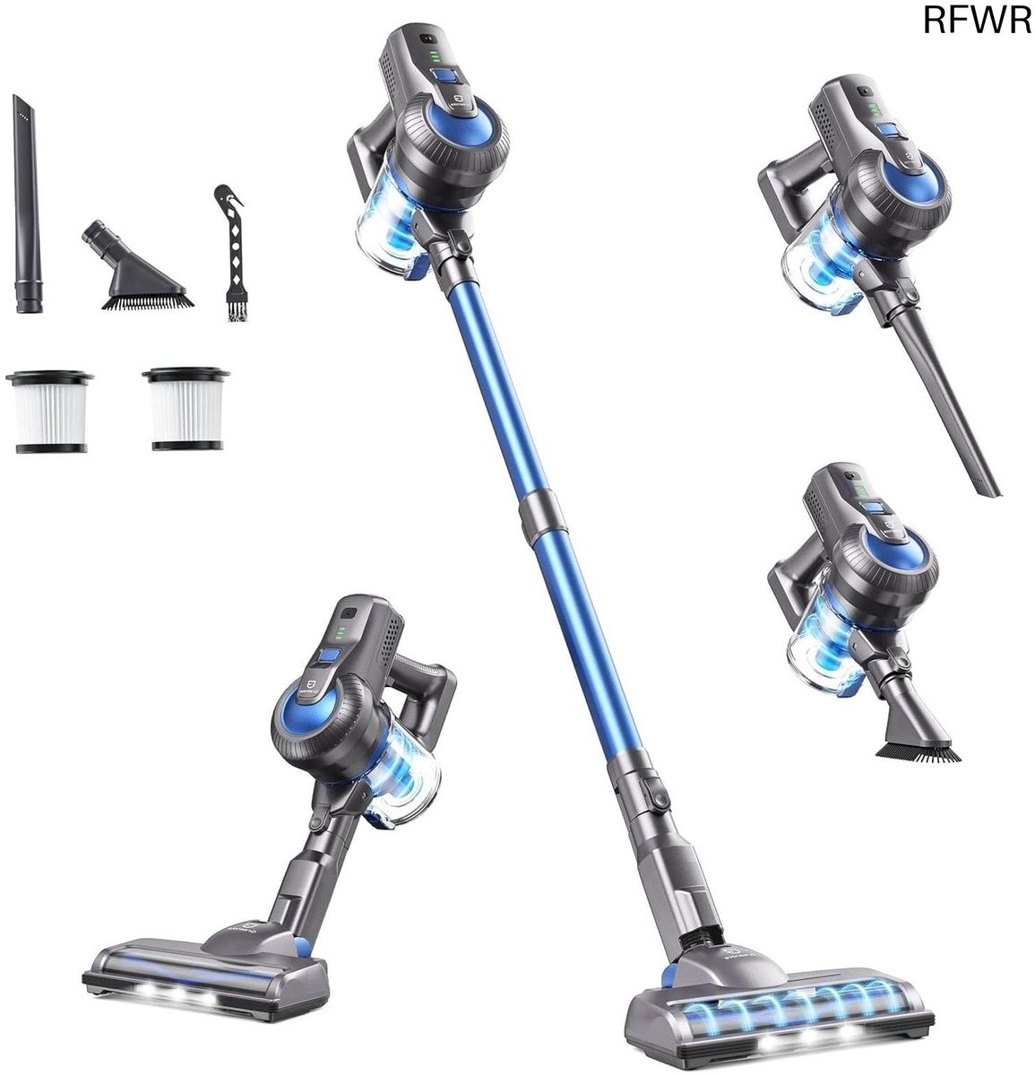 Draadloze Stofzuiger - Steelstofzuiger Krachtig - Huishoudelijk Schoonmaken - Vrijstaand Ontwerp - 30 Minuten Werktijd - Blauw
