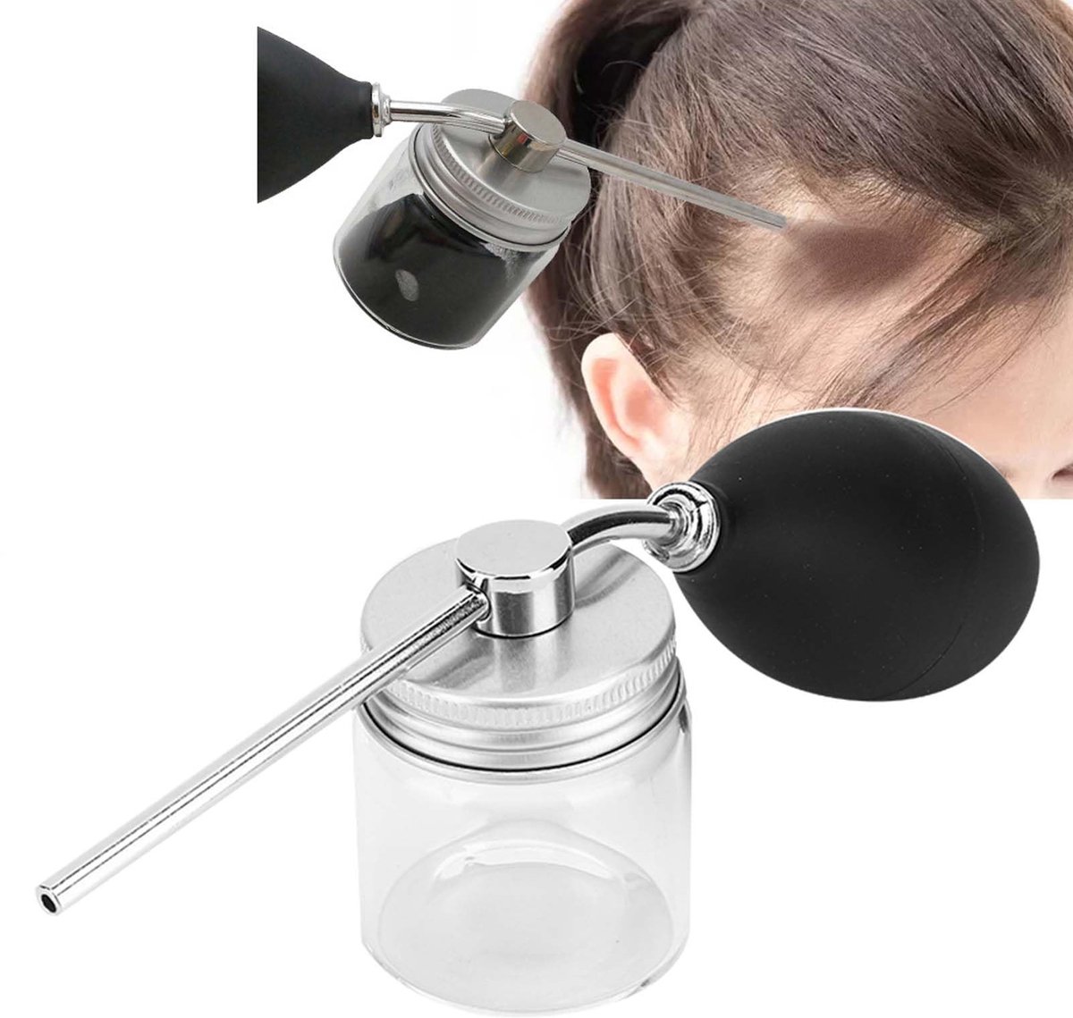 Dailygoods- Haarvezelspray Professionele Applicator - Haarcompressor - Haarbouwvezelspray - Verstuiver - Glazen Fles - Duurzaam en Praktisch - Haarapplicator