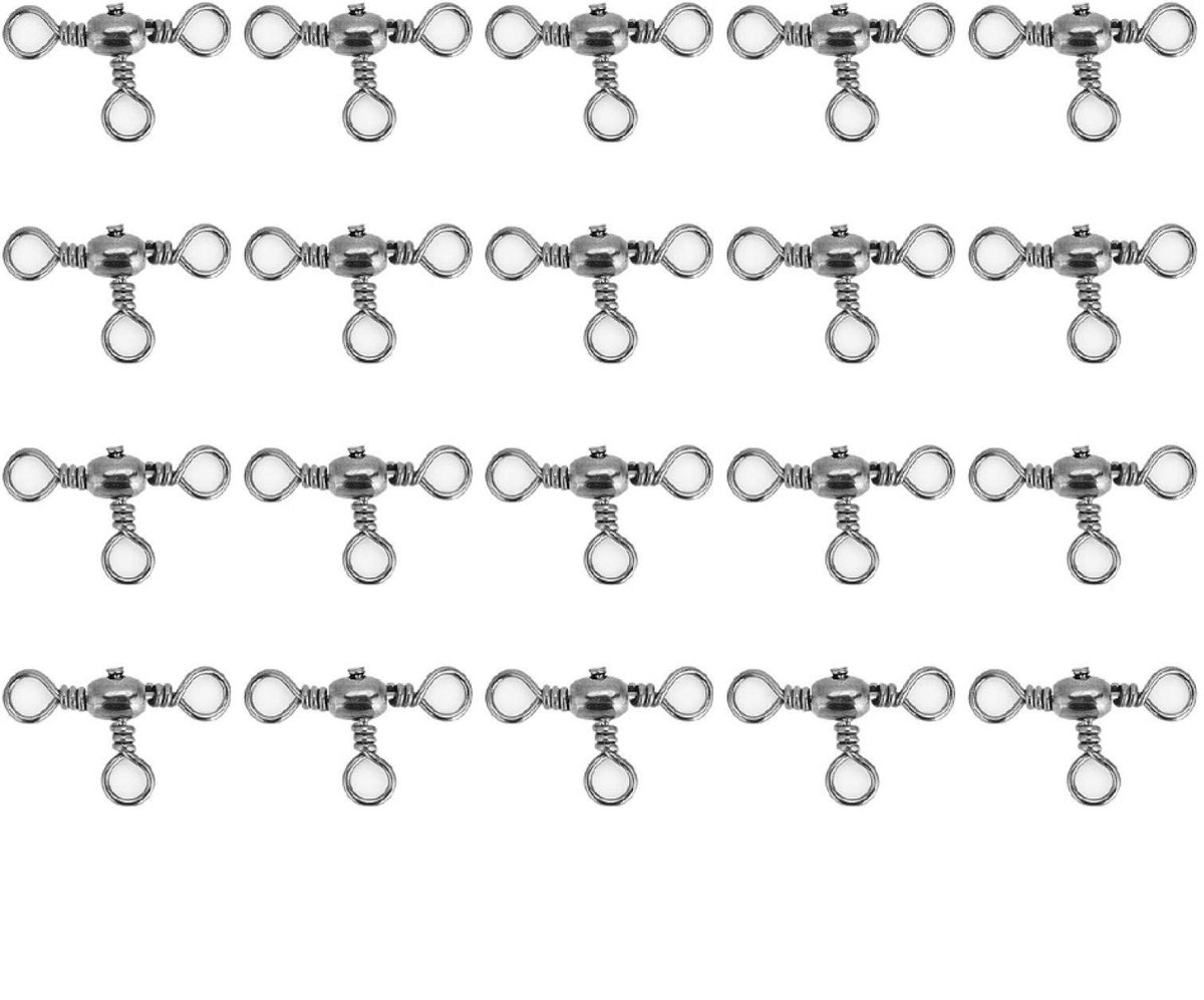 Dailygoods- Draaibare Connector - Drievoudige Wartel - Duurzaam - Roestvrij Staal - Flexibel - 20 Stuks - 29mm Lengte - Rolwartel