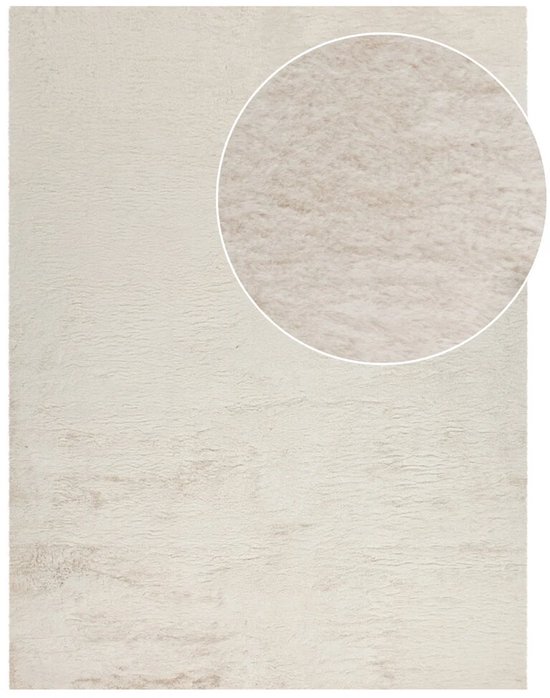 Flycarpets Amalfi vloerkleed Beige - Laagpolig wasbaar Fluffy en Zacht - Woonkamer tapijt - 160x230 cm