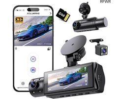 3 Kanaals Dashcam - Auto Camera - Rijden en Parkeren - 4K WiFi Opname - 64GB Inclusief - Zilver