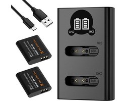 2 Batteries Ricoh DB-110 1100mAh avec Double Chargeur LCD, Compatibles GR III, Theta X, WG-6 et Olympus TG Série, Idéal pour la Photographie et la Vidéographie