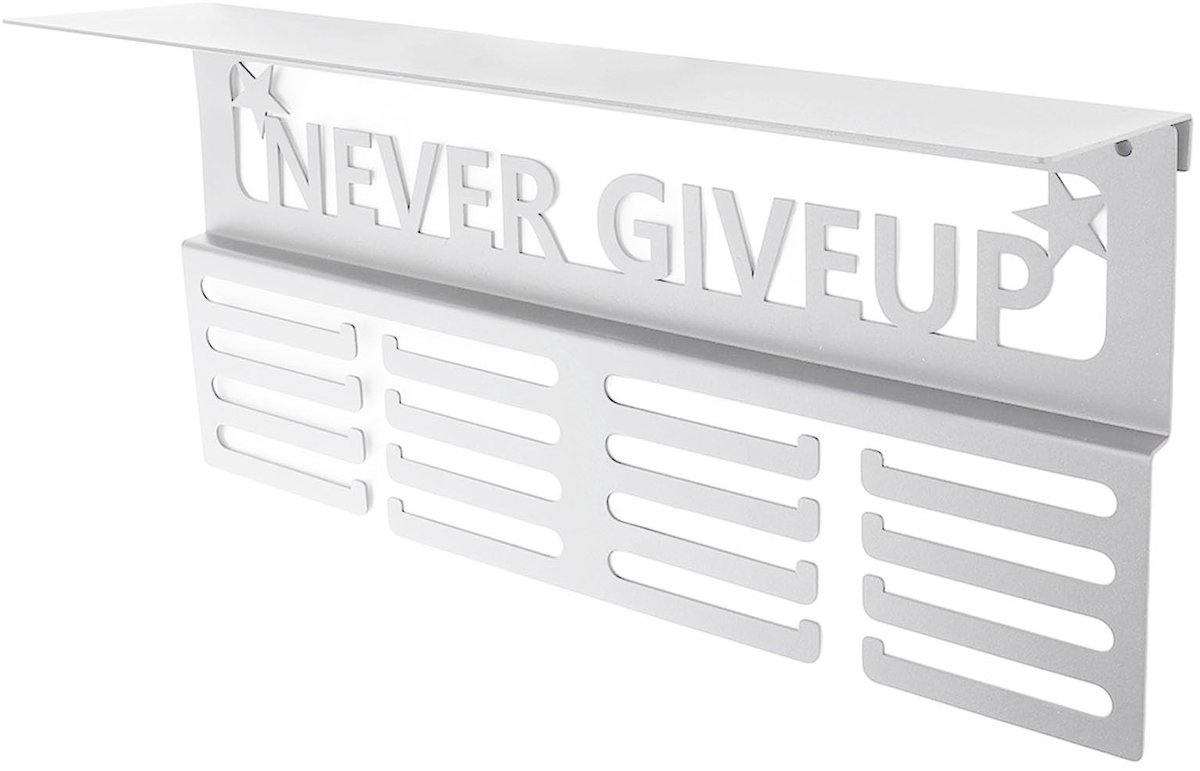 JHUBERS- Medaillehouder Met 16 Haken - Medaille Rek - Trofeeplank - Medaille Houder Hardlopen - Gepersonaliseerd Naamdisplay - Grote Opslagruimte - Medaillerek