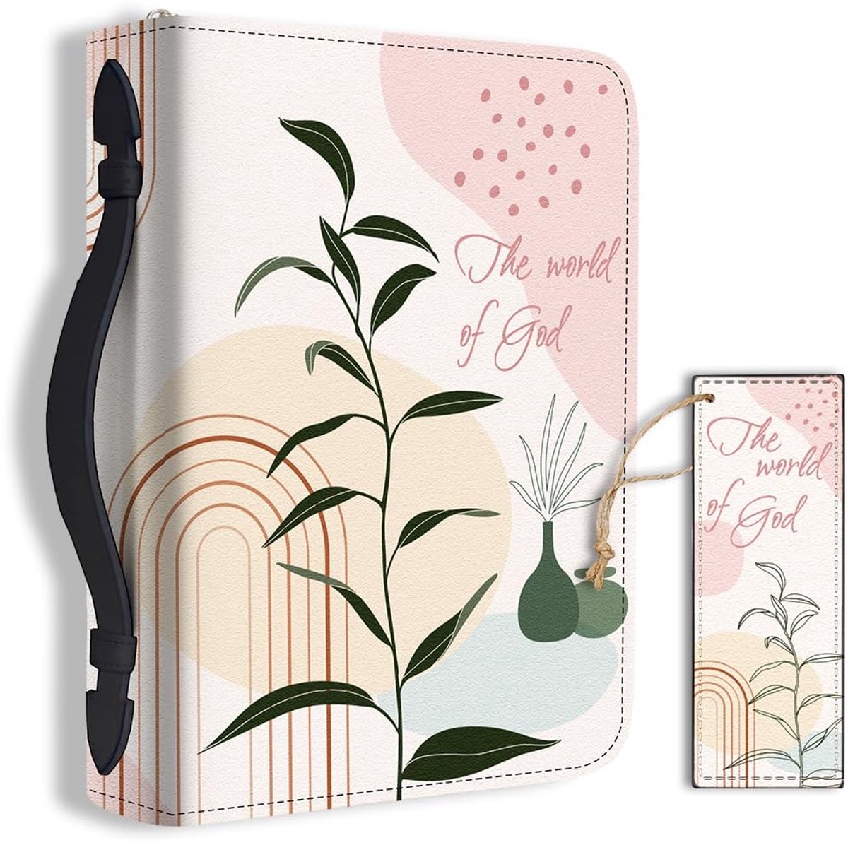 Dailygoods- Bijbelomslag Grote Formaat - Bijbelhoes - Boho Thema - Draagtas - PU Leer - Met Boekenlegger - 20,3x28,5x5,9 cm