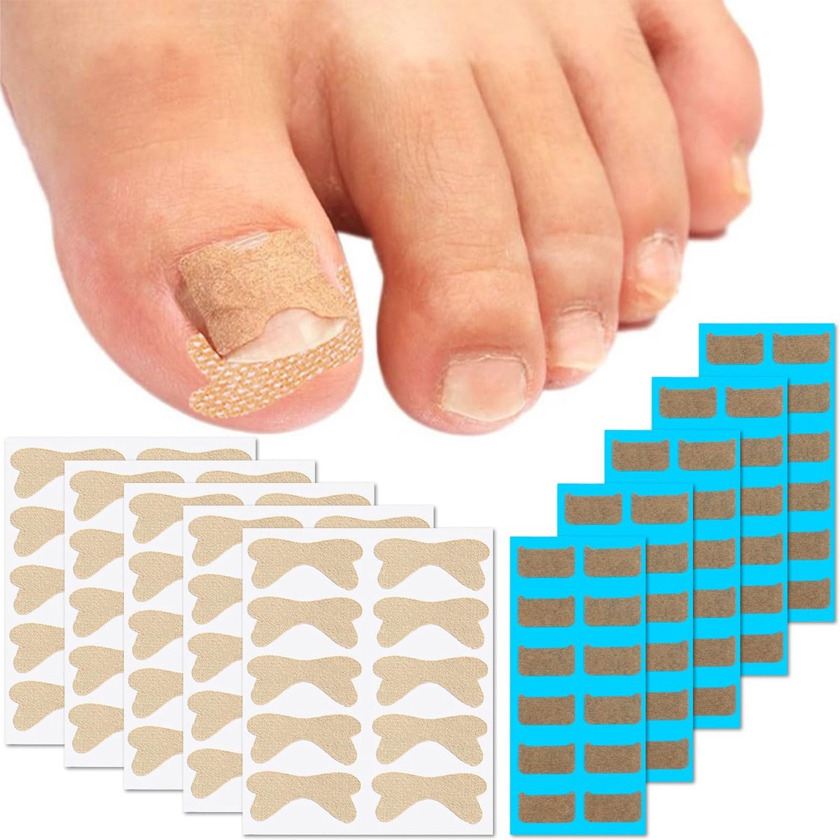 Dailygoods- Teennagelset 110 Delig - Zelfklevende Nagelpleisters - Tissuepapier Stickers - Nagelclips - Tamponades - Professionele Voetverzorging - Nagelcorrectieset