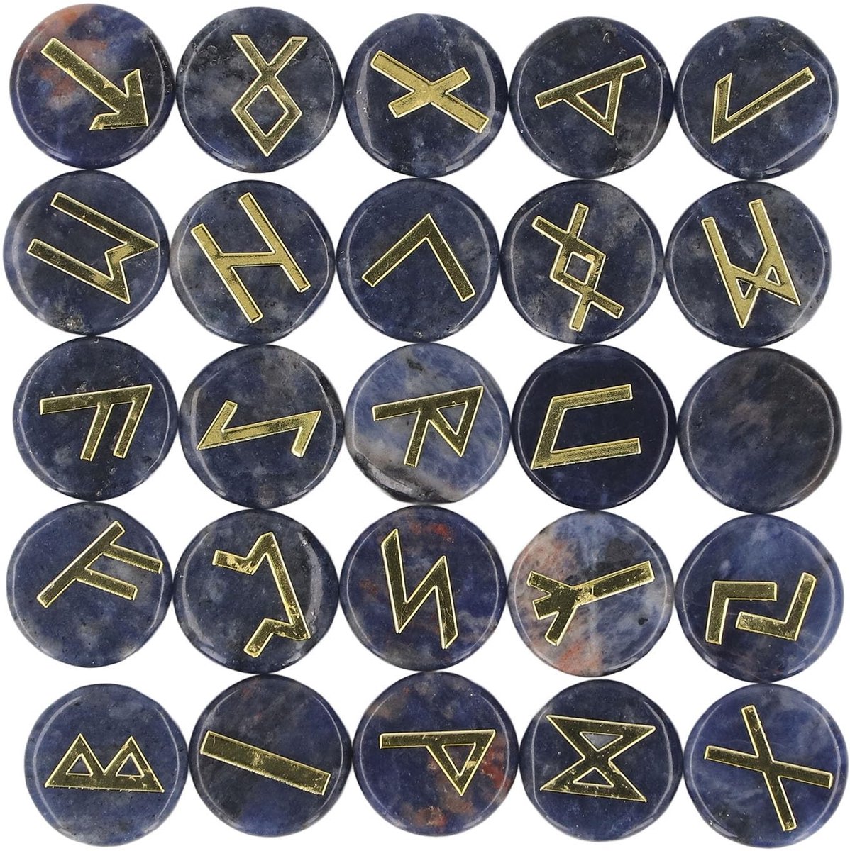 Dailygoods- Runen Set - 25 Kristallen Stenen - Gegraveerd met Gouden Letters - Natuurkristal - Spiritueel - Ideaal voor Vrienden - Runenstenen