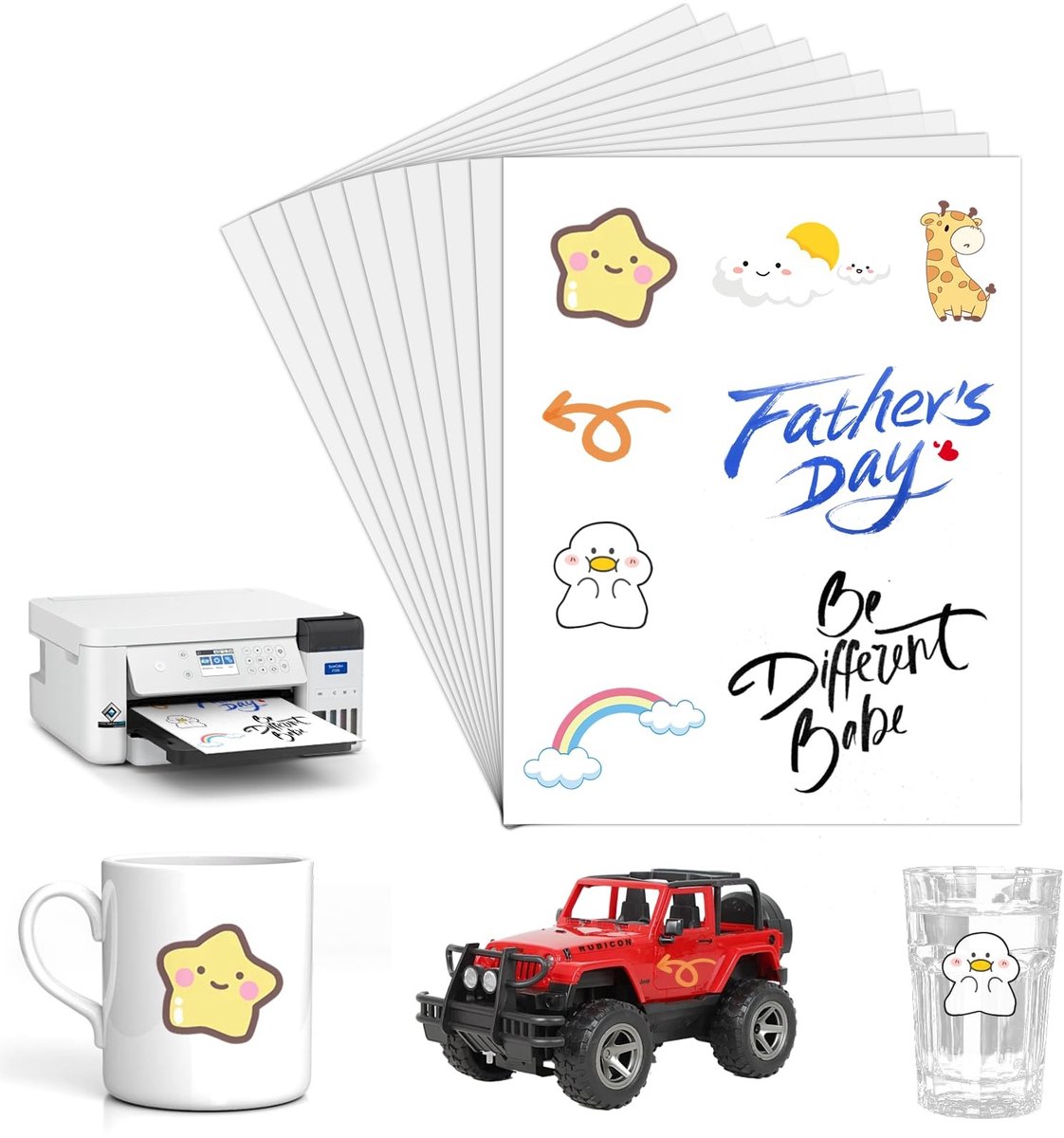 SOUQONE- Waterschuiffolie 10 vellen - A4 formaat - Hoogglans - Watertransferfolie - Geschikt voor laserprinters - Ideaal voor doe-het-zelfprojecten - Transferpapier