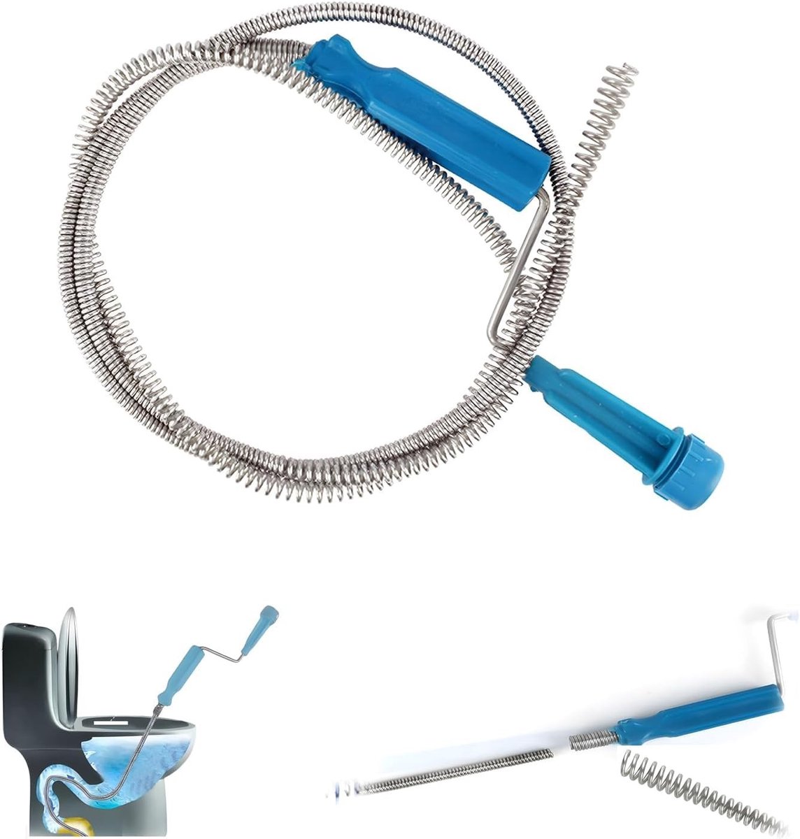 LAUZY- Buisreinigingssonde 1,5 m - Hydraulische Veer - Afvoerreinigers - DIY Oplossing - Kunststof/Mangaanstaal - Stevige Grip - Afvoerreiniger