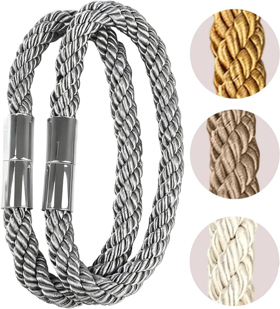 Allecto Plus - Magnetische gordijnhouders grijs 2 stuks, gordijnhouder met magneet voor st
