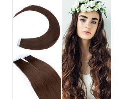 Echthaar Tape Extensions 10 Tressen 20g Klebeband Haarstukken 100% Remy Haar Mittelbruin 12" (30cm) voor Volumineus en Natuurlijk Haar