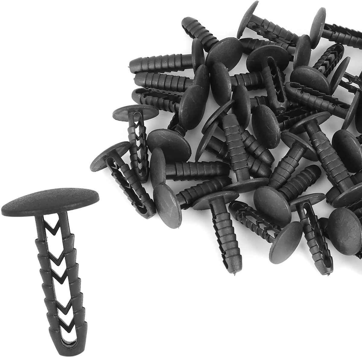 Dailygoods- Bouten Set van 40 Stuks - Kunststof Klinknagels - 8 mm Gatdiameter - Zwart - 32 mm Lengte - Geschikt voor Auto/Motorfiets