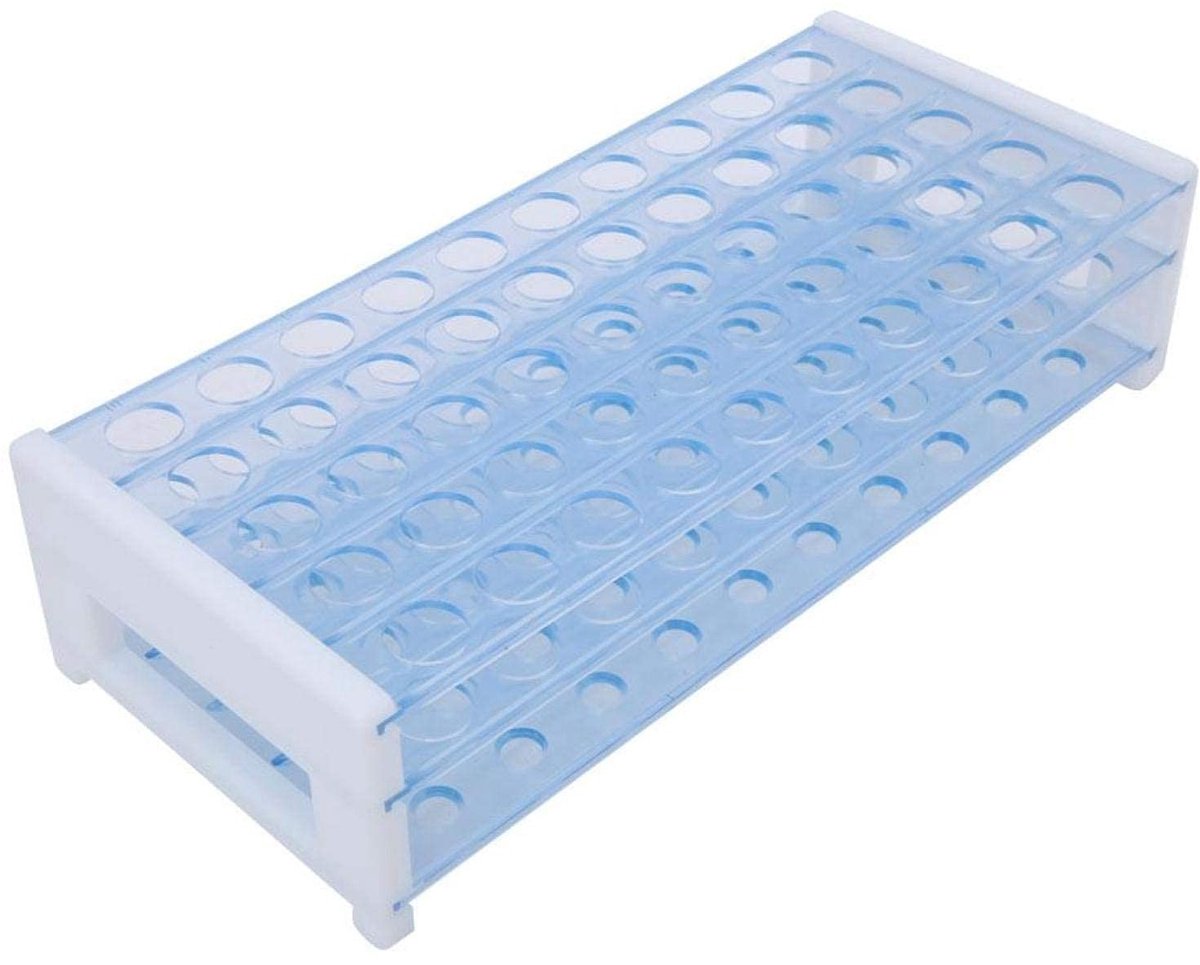 Dailygoods- Reageerbuisrek 50 Gaten - Polystyreen Houder - Verwijderbare 3-Laags - Lab Accessoires - Geschikt voor 16 mm Reageerbuisjes - Testtubehouder