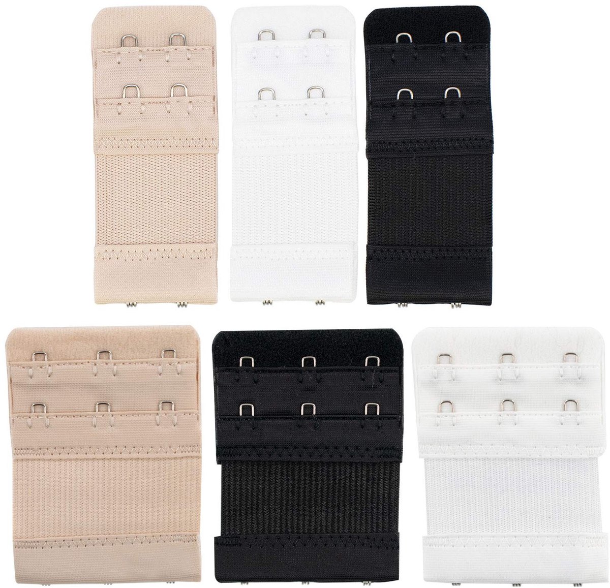 Dailygoods- Beha-extenders 6-delige set - 2/3 Haakverlengingen - Zwangerschapsbeha - Voedingsbeha - Comfortabel/Elastisch - Neutrale kleuren - Bh-verlenger