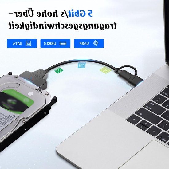 USB adapter voor externe en interne harde schijven, 2.5 & 3.5 SSD/HDD met 12V 2A voeding, compatibel met Windows, Mac en Linux, ideaal voor dataoverdracht en opslaguitbreiding — afbeelding 3
