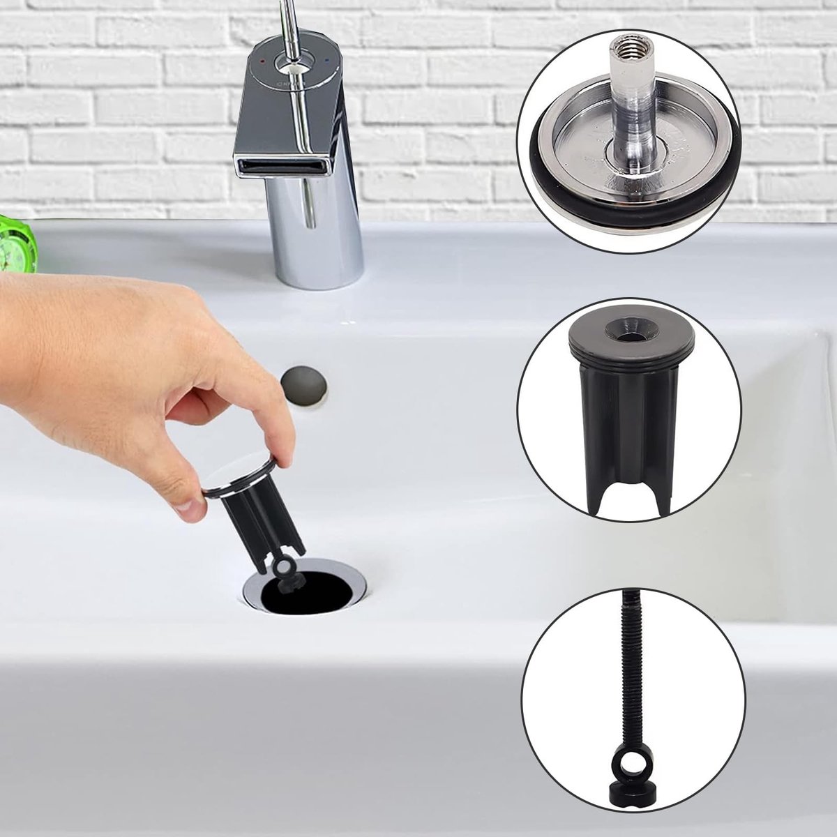 Dailygoods- Afvoerstop 4 Stuks - Wastafelstop - Badkuipstop - Excentrische Stop - Corrosiebestendig - Duurzaam ABS Kunststof