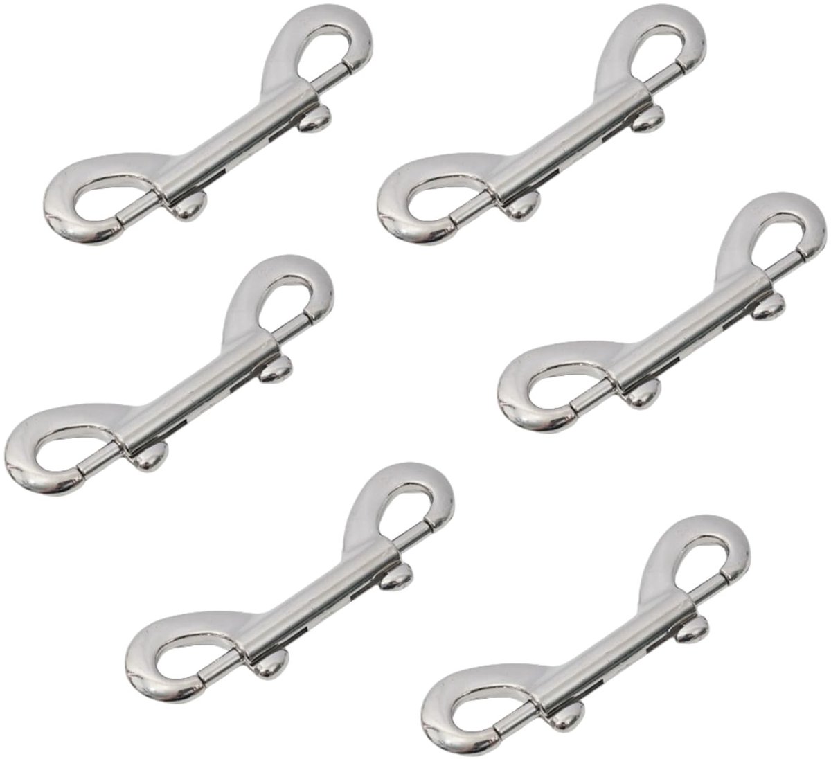 Dailygoods- Klikhaken 6 Stuks - Roestvrij Staal - Dubbele Drukknopen - Vergrendelingsgespen - Hondenriem - Duurzaam en Robuust - Haakjes