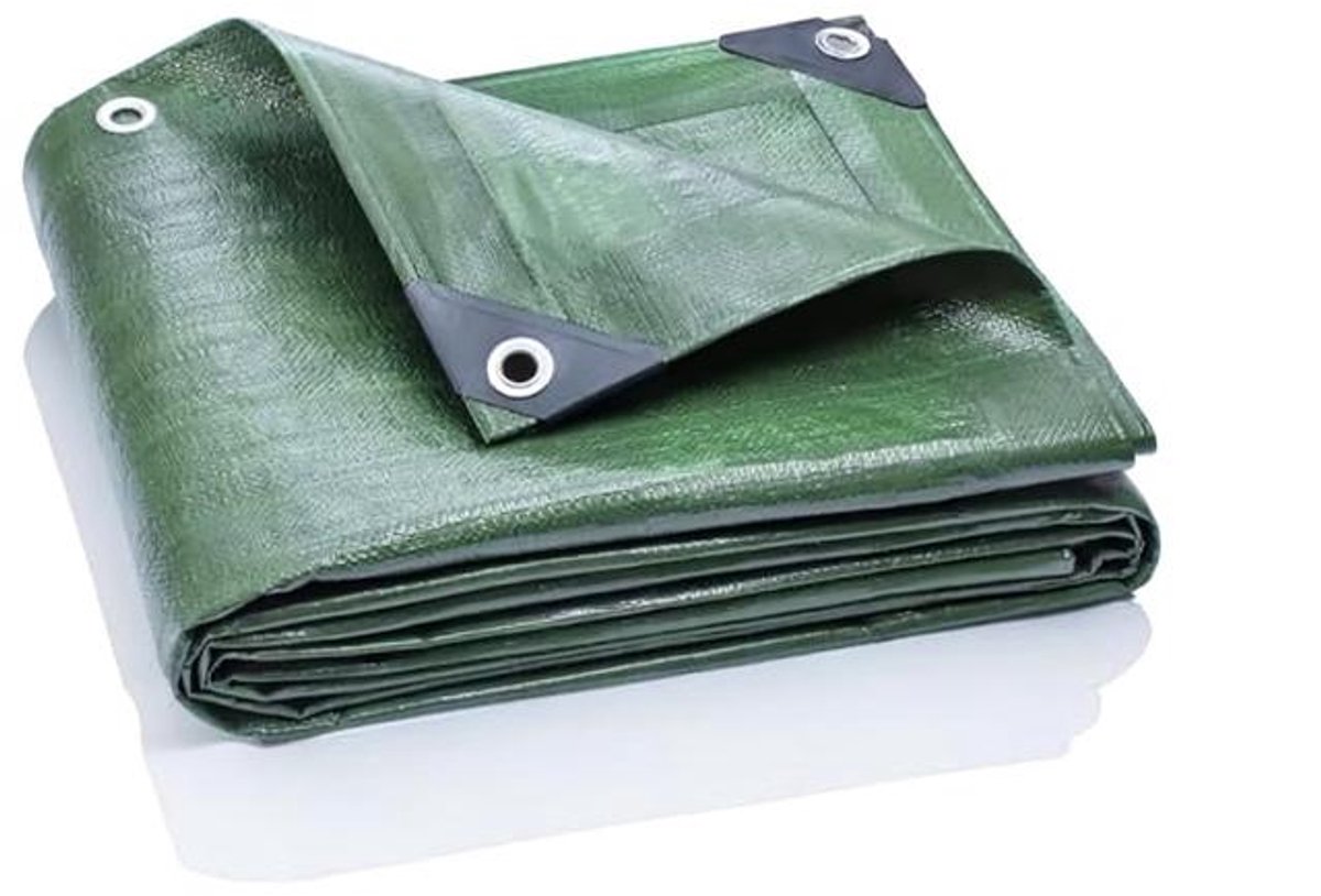 ElleMooi 3x3 m Afdekzeil 140 g/m² Groen - Waterdicht UV-gestabiliseerd Dekzeil met Aluminium Oogjes en Versterkte Hoeken