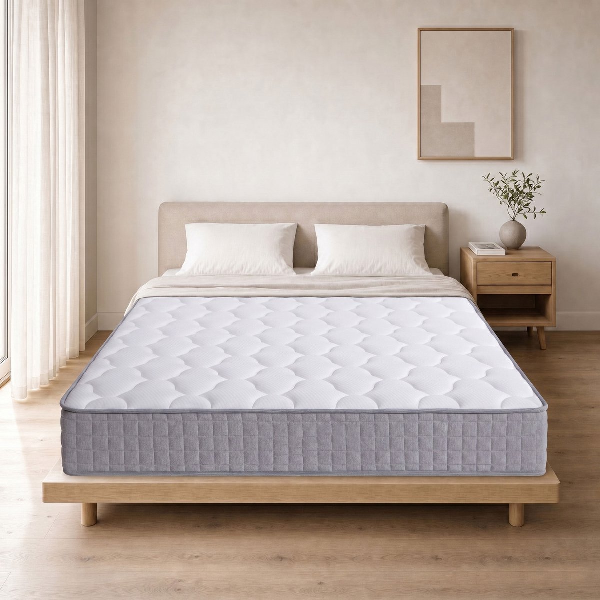 Merax 25 cm hoge pocketverenmatras - 7-zone veermatras - ergonomisch matras - 180x200 cm - wit
