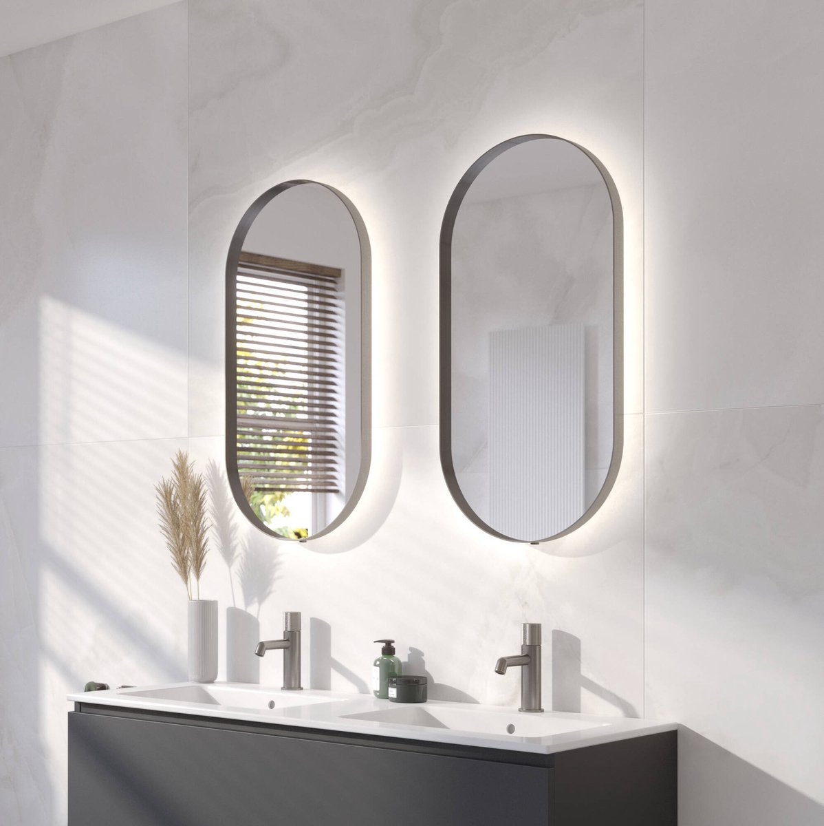 Ben Vita Spiegel 40x80 cm Geborsteld Metal Black