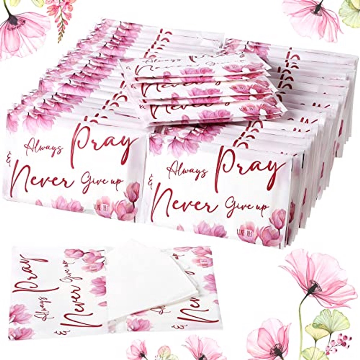 Zakdoekjes Pakketten - Reis Tissues - Altijd Schoon - Inspirerende Tekst - 60 Stuks - Bloemenstijl