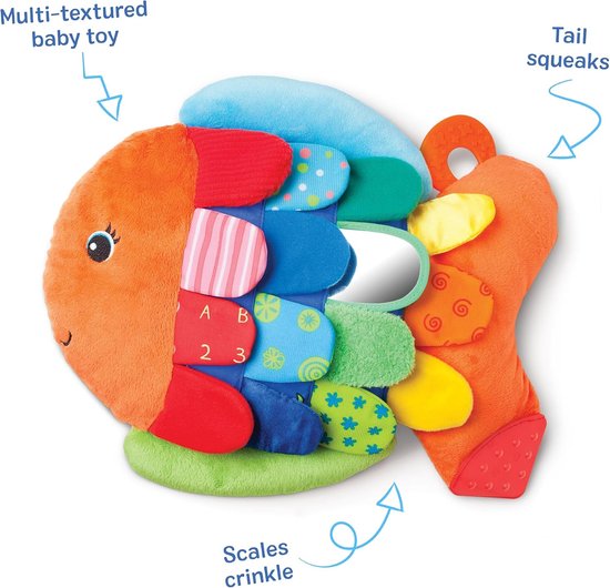 Zachte Sensorische Knuffel Vis Speelgoed voor Baby's met Spiegel en Piep — afbeelding 4