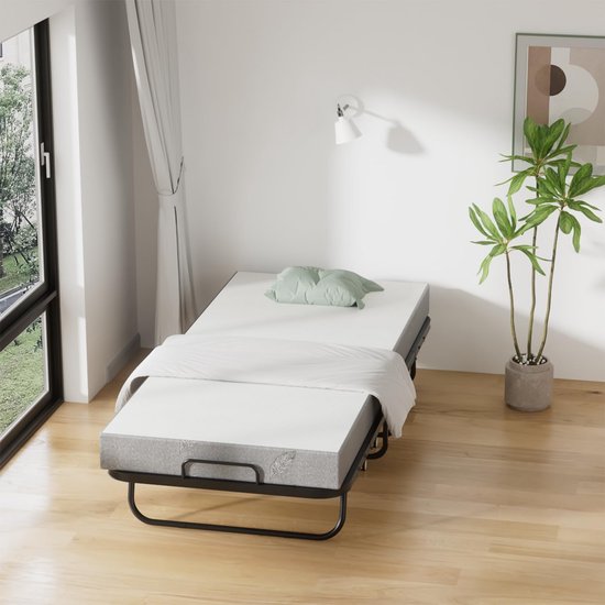 Vouwbed - Gastenbed - Logeren - 13cm dikke matras - 90 x 200 cm - Mat Zwart — afbeelding 4