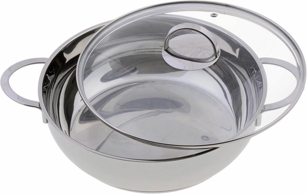 Koekenpan met Deksel Koekenpan Serveerpan Dagelijks Koken Inductie Geschikt 28 cm Zilver
