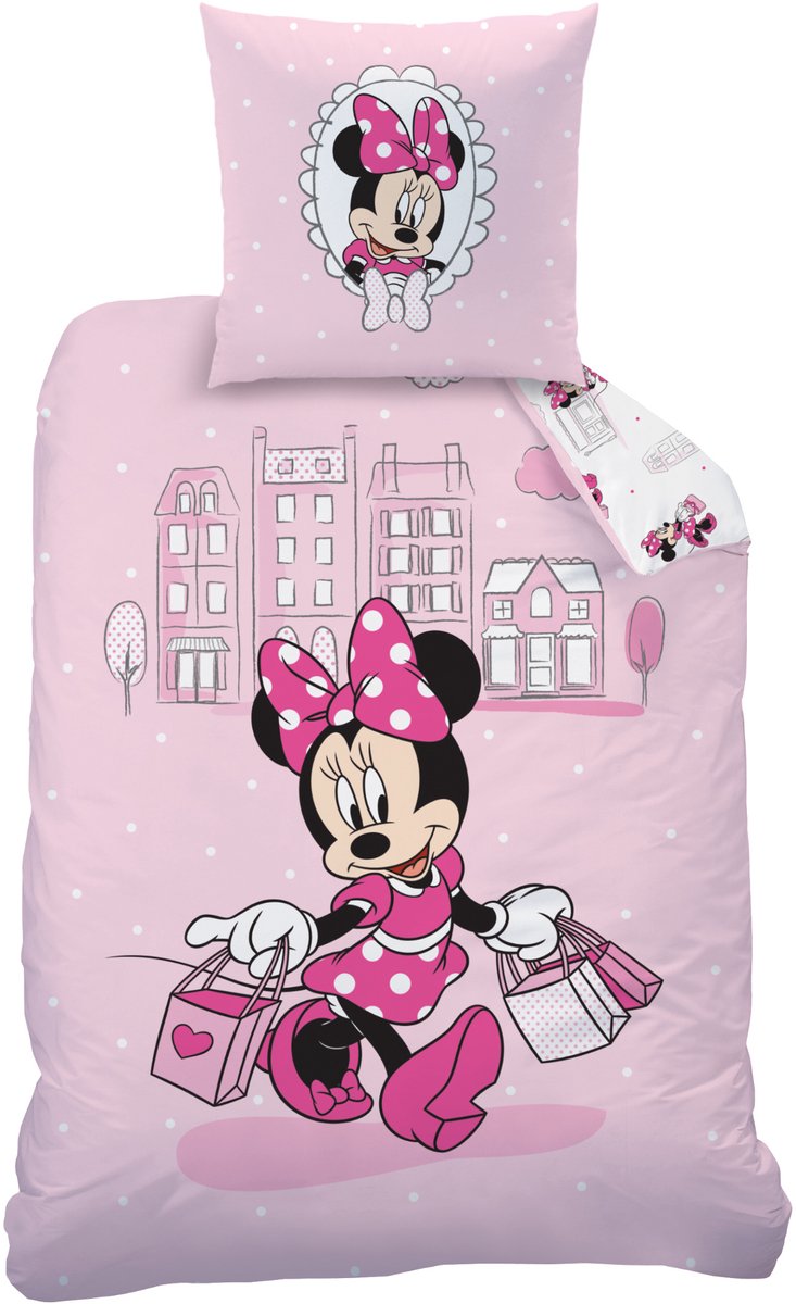 Disney Minnie Mouse Dekbedovertrek Shopping - Eenpersoons - 140 x 200 cm - Katoen