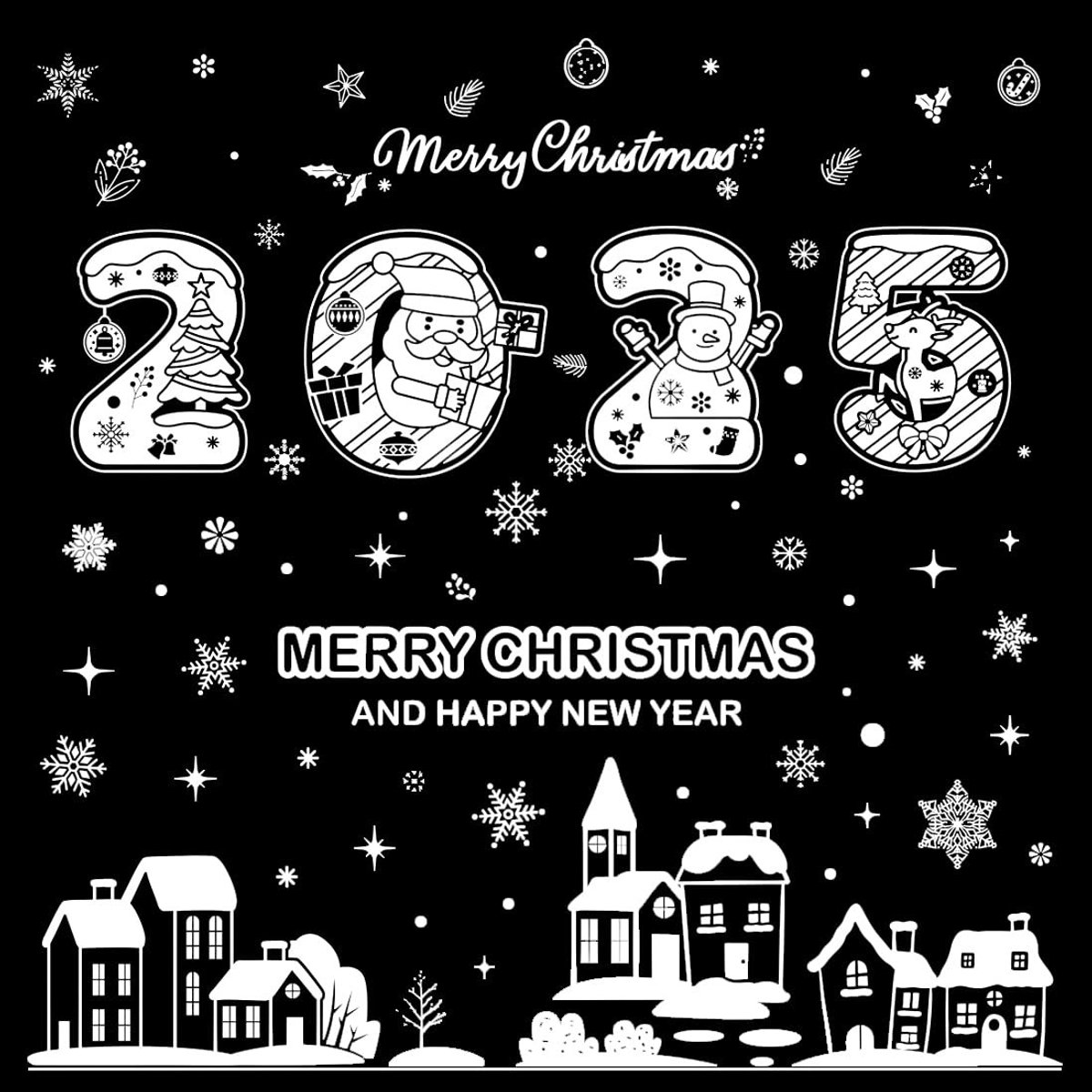 Dailygoods- Kerststickers Herbruikbaar - Raamdecoratie Binnen/Buiten - Kerstdecoratie Vitrines - Sneeuwpop/Rendier - Hoogwaardige PVC - Waterdicht/Veilig