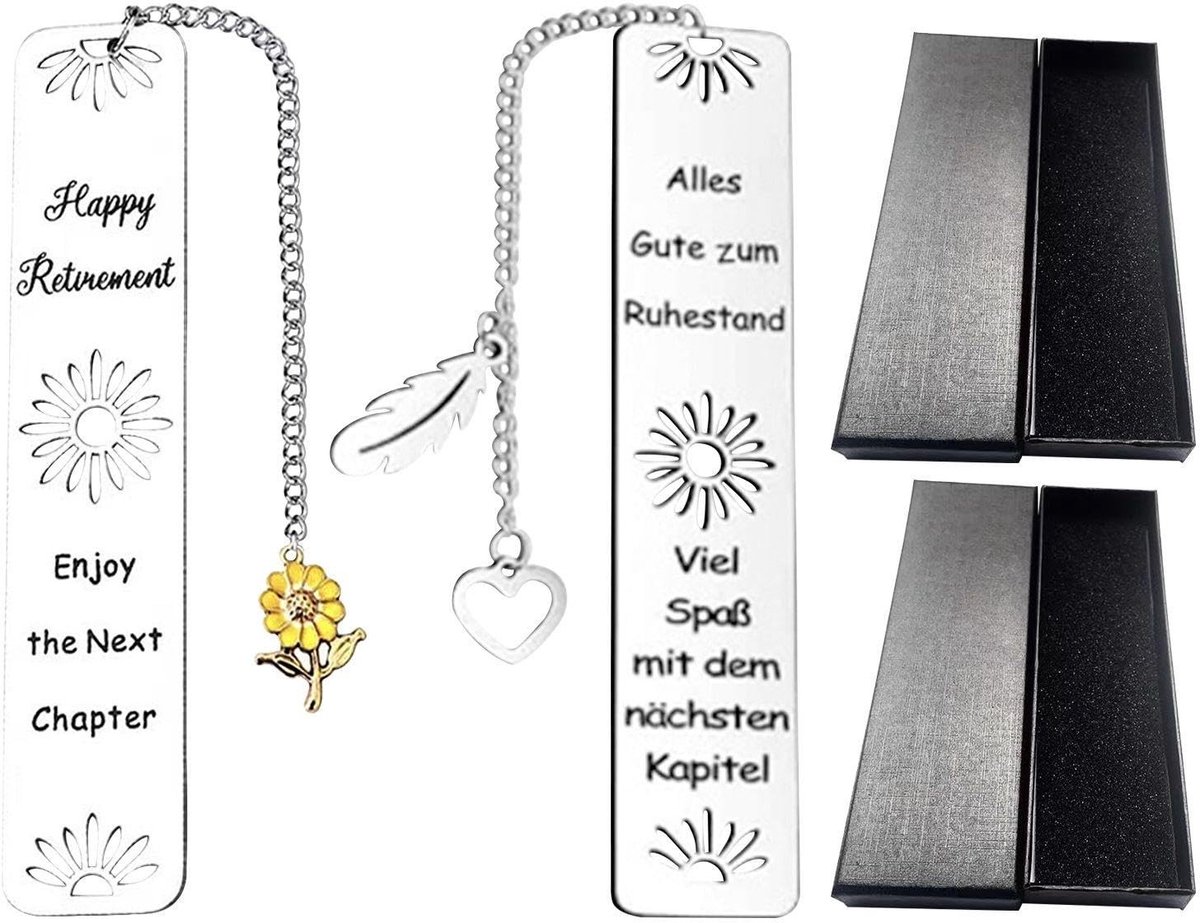 Dailygoods- Bladwijzers Roestvrij Staal - Belettering - Geschenkdozen - Modieus - Kerstcadeaus - 2 Stuks - Boekenleggers