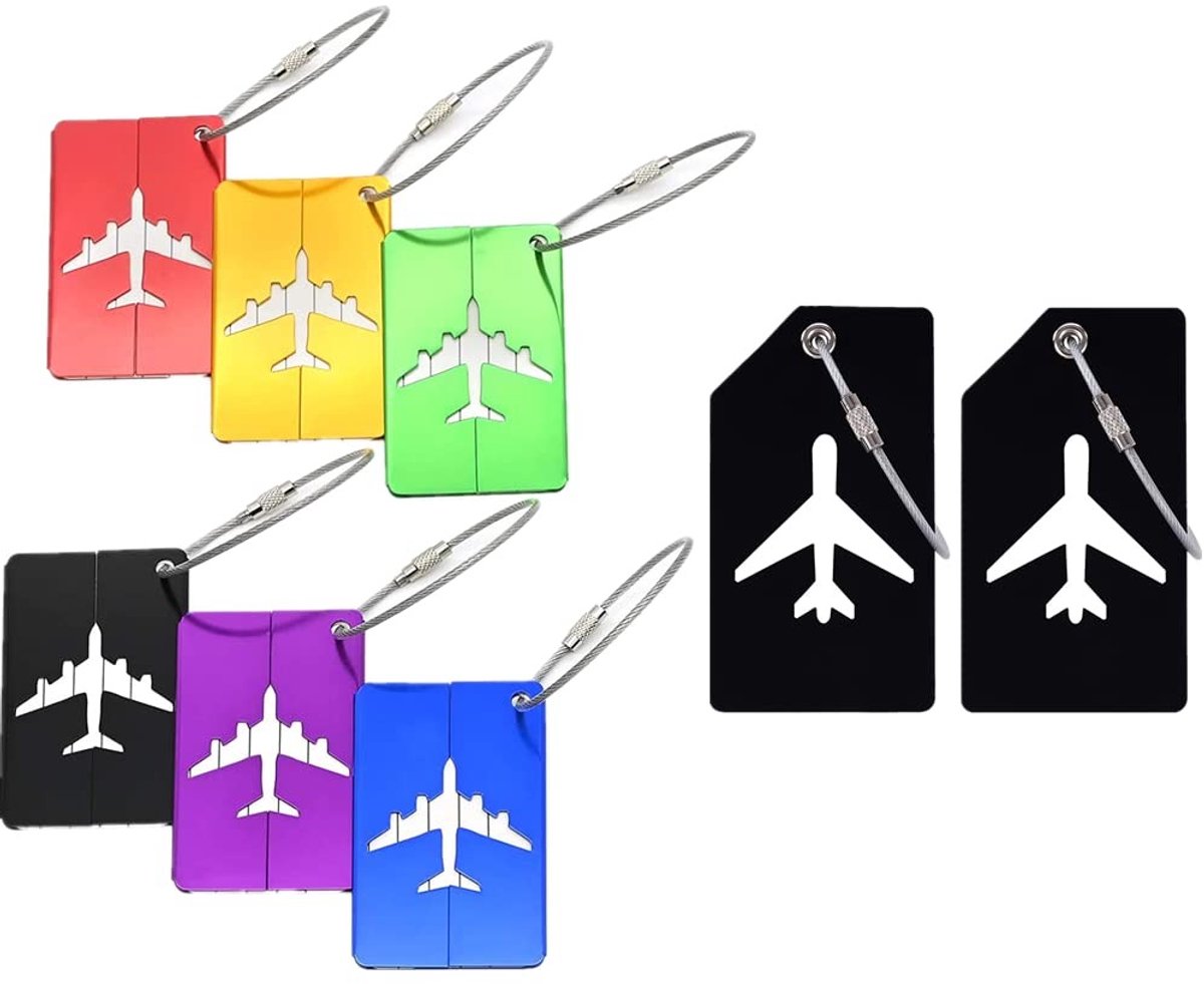 Dailygoods - Set van 6 Silicone Bagagelabels voor Eenvoudig Herkennen van Bagage (Zwart)