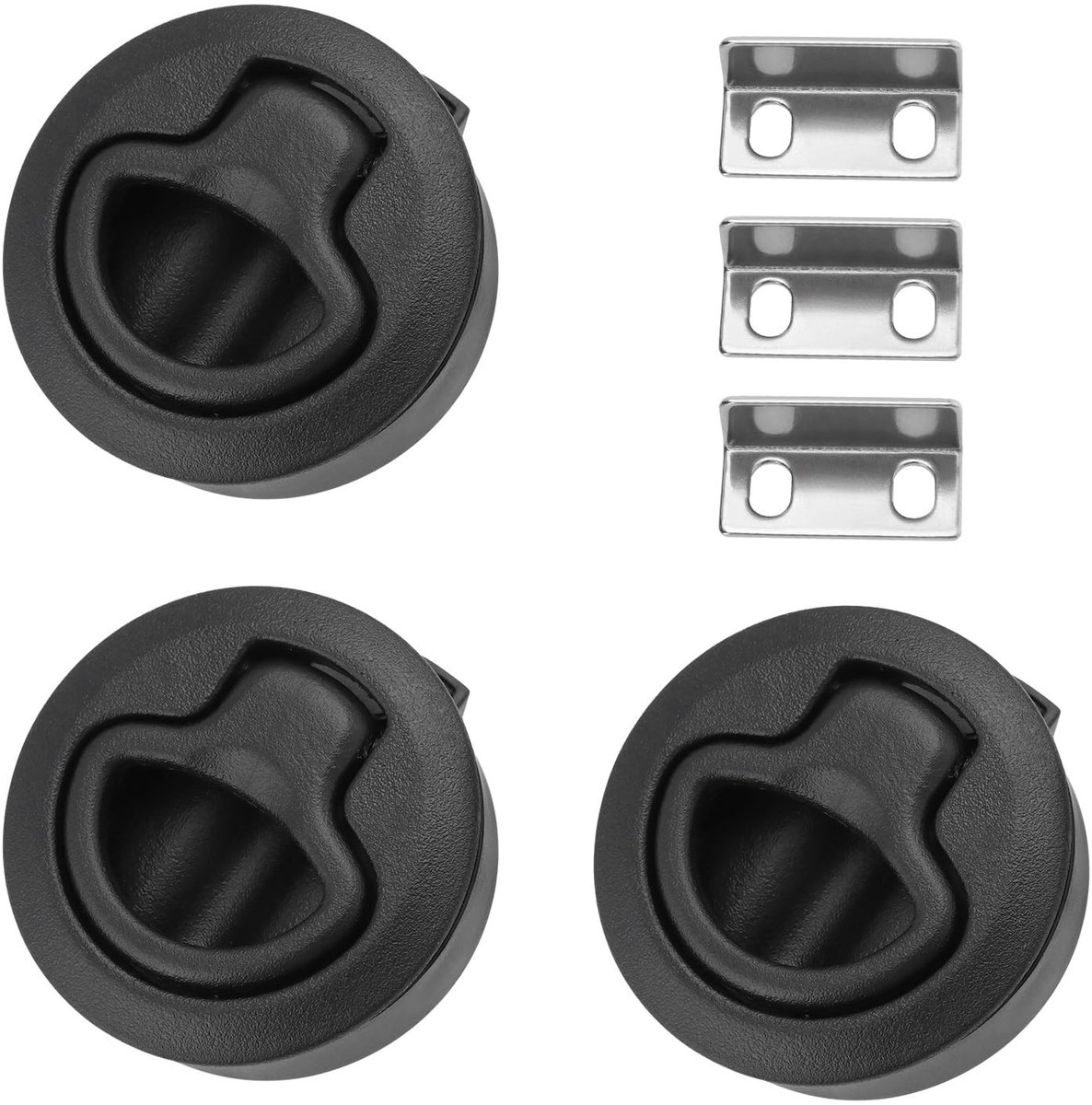 Dailygoods- Flush Pull Klink 3 Stuks - Diameter 61mm - Gatmaat 50mm - Materiaal Kunststof/Metaal - Compatibele Materiaaldikte 2-21mm - Eenvoudige Installatie - Vergrendeling