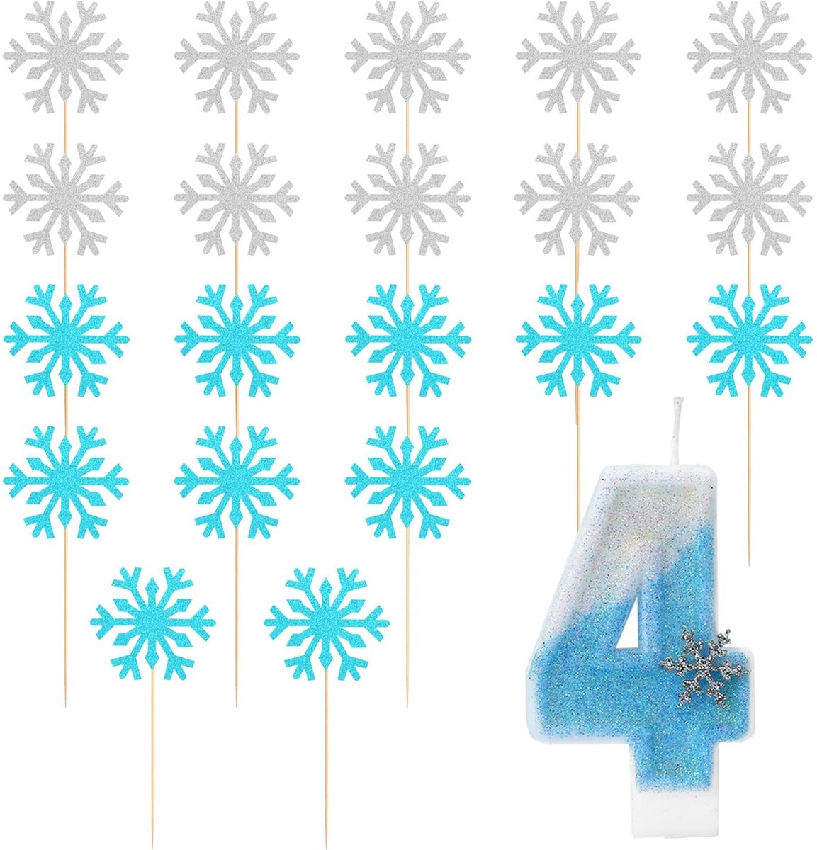 Dailygoods- Taartdecoratie Sneeuwvlok - Taarttopper Nummer 4 - Verjaardagstaart Decoratie - Creatieve Inzetstukken - 20 Stuks - Uniek Design - Taartinzetstukken