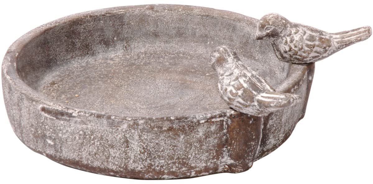 Dailygoods- Vogelbad Klassiek - Cement Waterbad voor Wilde Vogels - Ø 24,5 cm - Vogelbad Buiten - Vogeldrinkschaal - Vogelbad op Voet - Handgemaakt - Tuinvogelbad