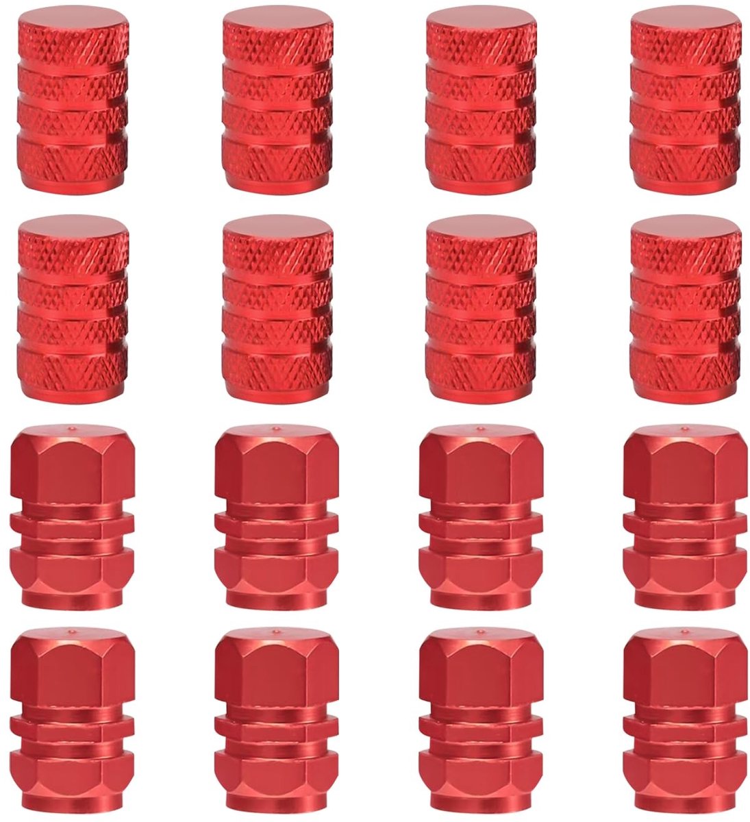 Dailygoods- Bandenaccessoires 16-delig - Ventieldoppen Auto - Rubberen/Aluminium - Zeskantige/Schoefdraad - Corrosiebestendig - Stofbescherming