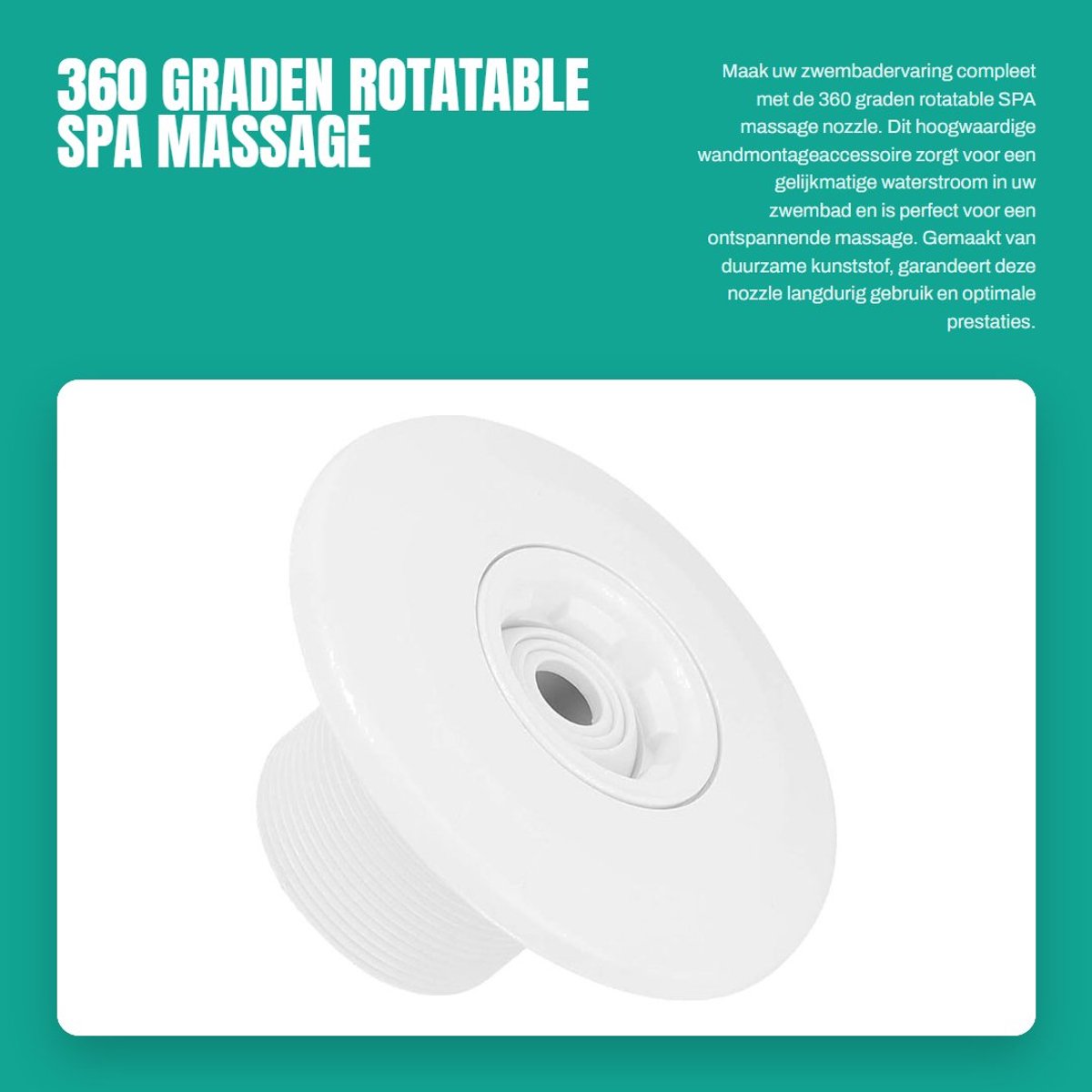 Dailygoods- Jet Nozzle 360 Graden Rotatie - Zwembad Accessoire - SPA Massage Nozzle - Mannelijke Draad 2 Inch - Kunststof - Afmetingen 12x6.5cm - Zwemwateruitlaat