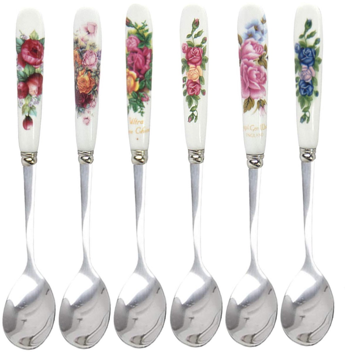 Dailygoods - Koffielepelset - Decoratieve Lepels - Perfect voor Bruiloften - Wit - Roestvrijstalen Theelepels - Ideaal voor Feesten - 6 Stuks