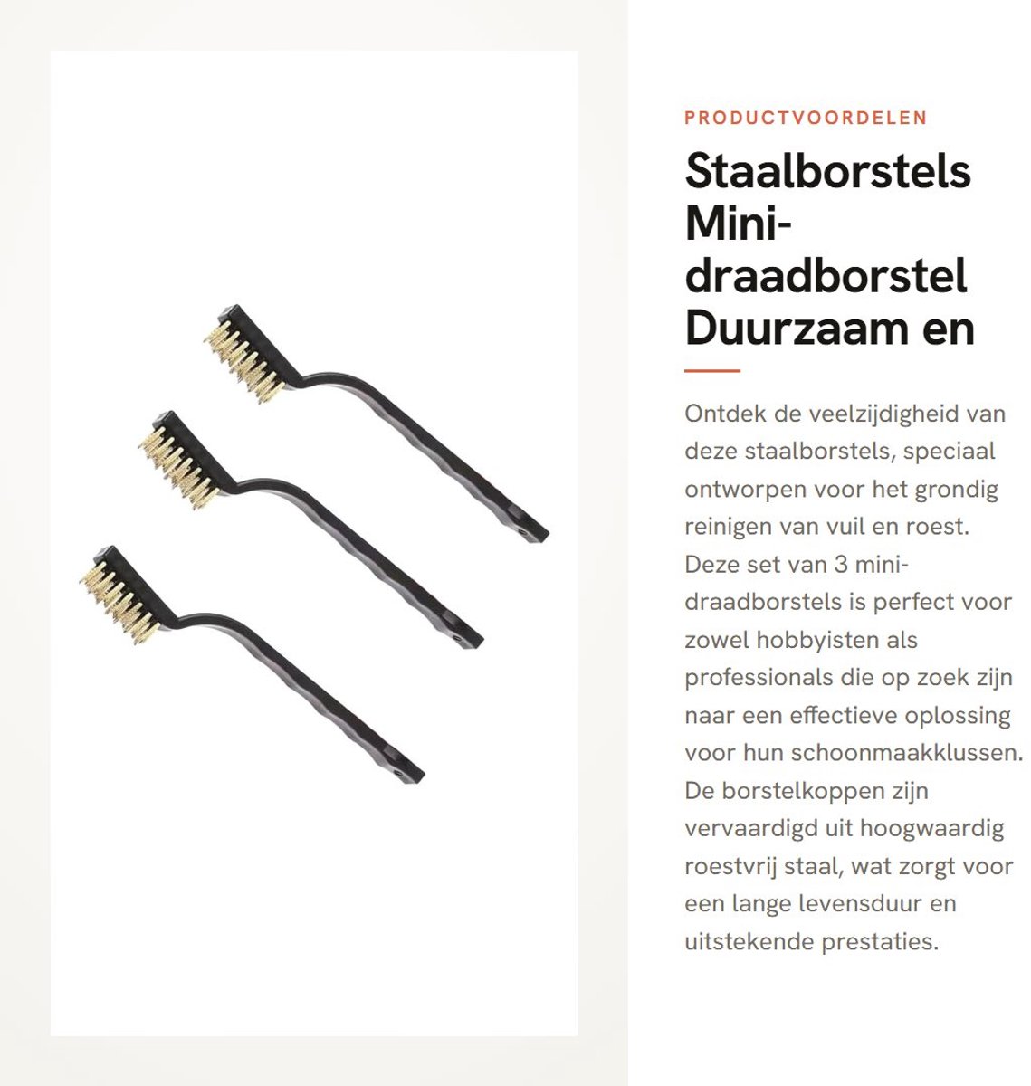 Dailygoods- Draadborstel Set 3 Stuks - Messing/Roestdraadborstel - Mini Draadborstel - Ergonomische Handgreep - Roestvrij Staal - Duurzaam Materiaal - Borstelset