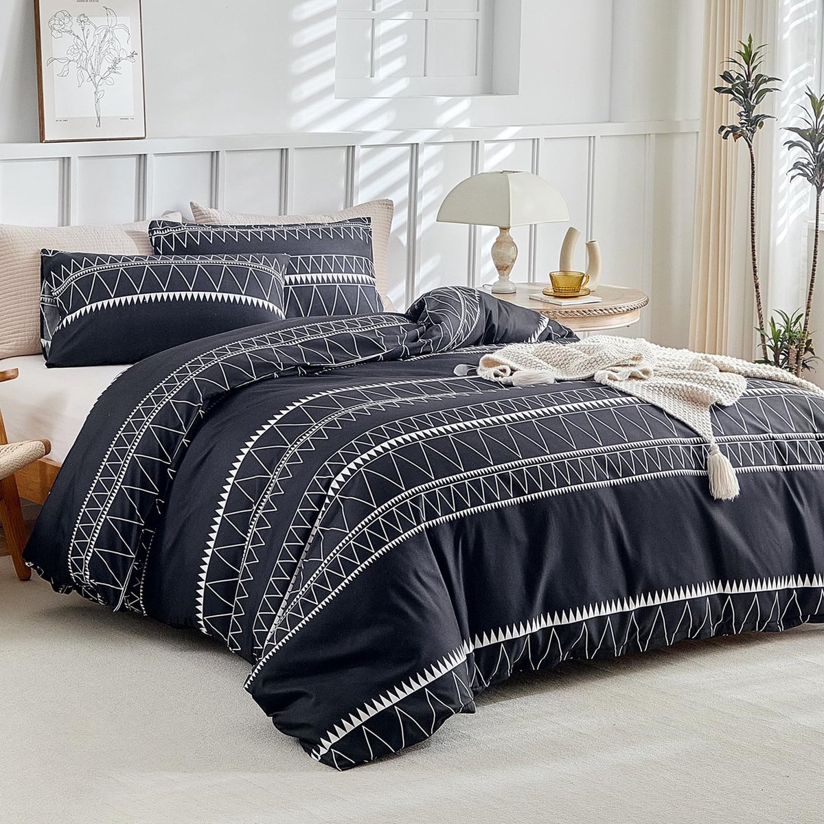 Dailygoods- Beddengoedset 220x200 cm - 3-delige set - Microvezel - Dekbedovertrek/kussenslopen - Chic strepenpatroon - Lichtgewicht en ademend - Dekbedovertrekset