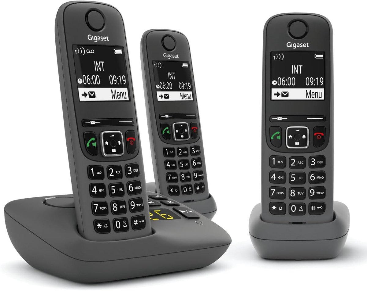 Draadloze Telefoon - Huistelefoon Trio - Thuis Bellen - Met Antwoordapparaat - 3 Handsets - Antraciet