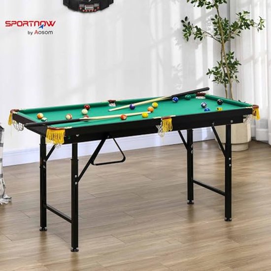 Inklapbare Biljarttafel - Tafelbiljart Set - Gezellig Spel - In Hoogte Verstelbaar - 140 x 60 cm - Groen — afbeelding 2