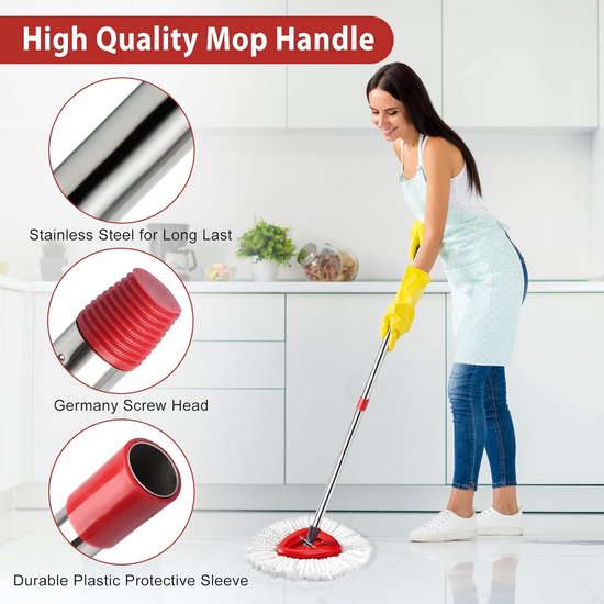 Dweil Handvat - Vervangende Stok - Vloeren Reinigen - Uitschuifbaar - 30-60 Inch - Rood — afbeelding 4