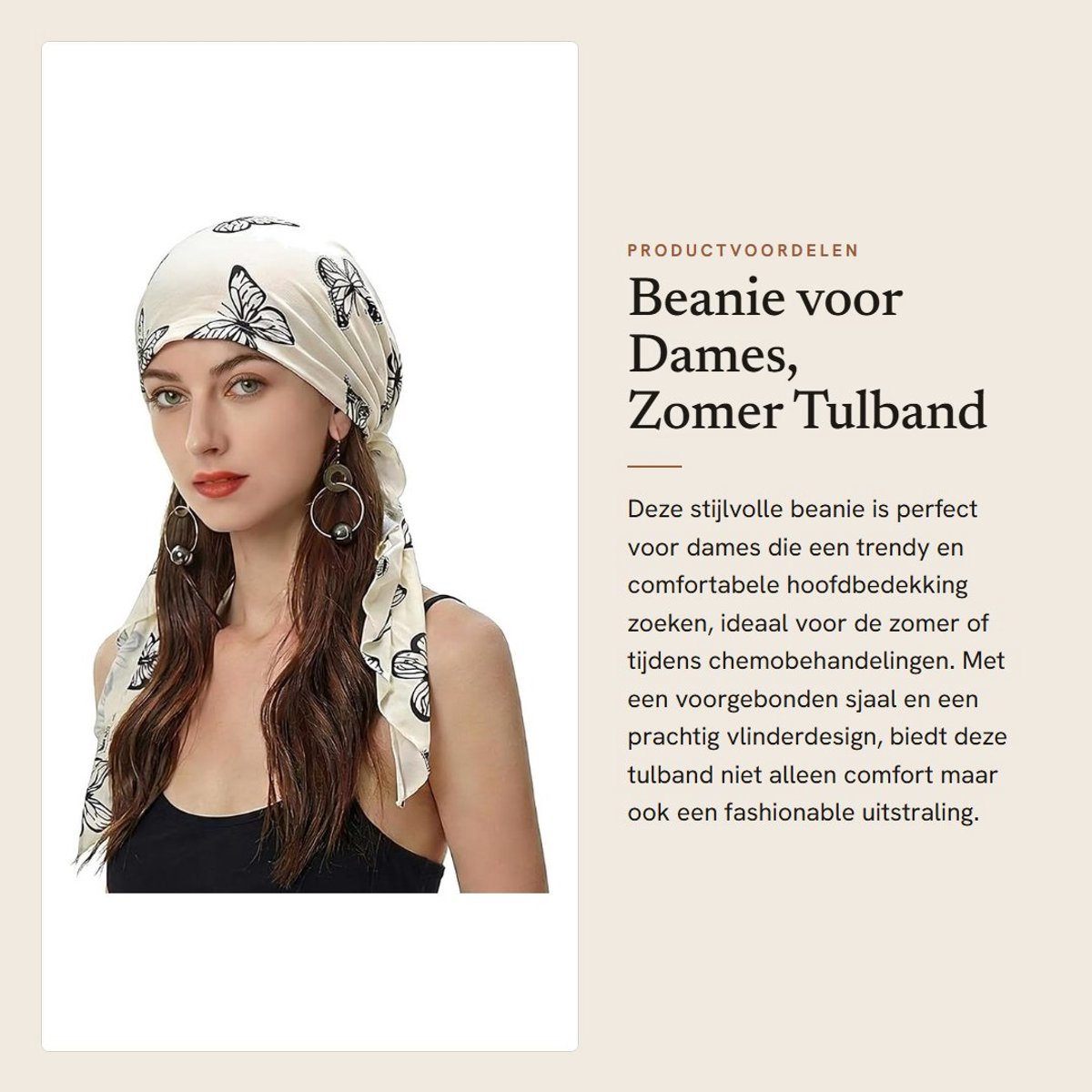 Dailygoods- Beanie Zomer - Tulband/Sjaal - Voor Dames - Chemo - Lichtgewicht - 100% Polyester - Eén Maat - Hoofddoek